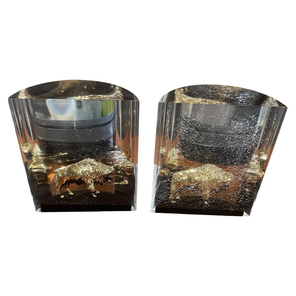 Golden Buffalo Bookends